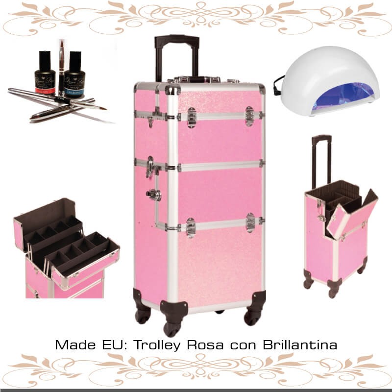 Trolley Manicura Rosa con Brillantina TENERIFE
